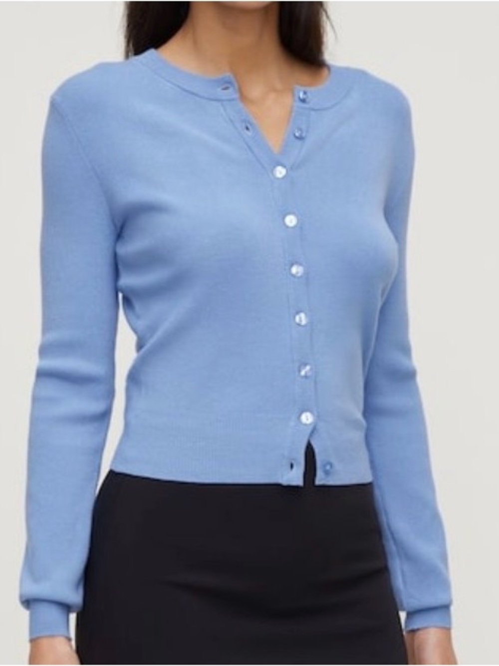 Dynamite Becca Button-Front Knit Cardigan in Sky Blue